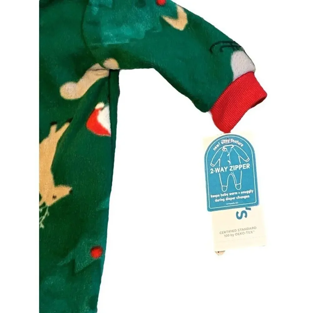 Newborn Carter's Green Christmas Footed Footie Pajamas Santa NWT